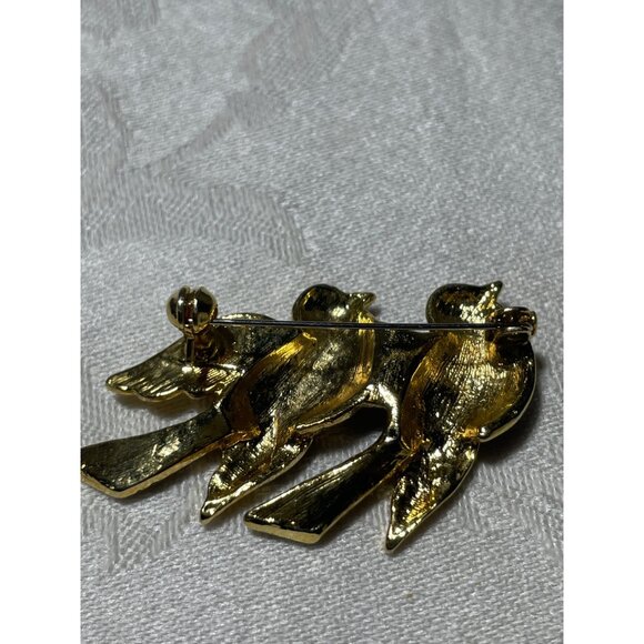Brooch Bird Enameled Parrots Pigeons Parakeets 2" x 1" - Picture 5 of 6